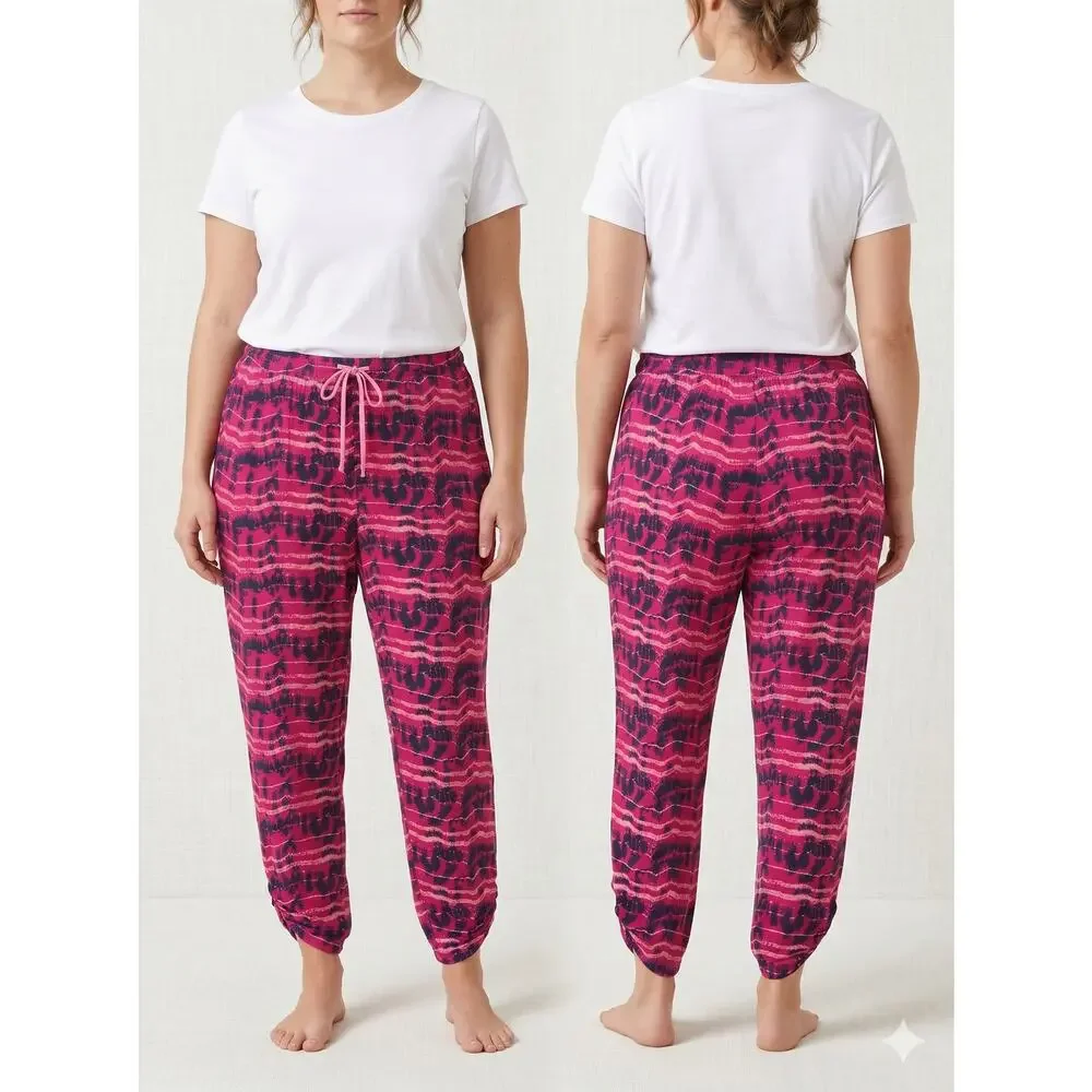 Cuddl Duds Smart Comfort 3X Jogger Pants Purple Drawstring Poly Spandex